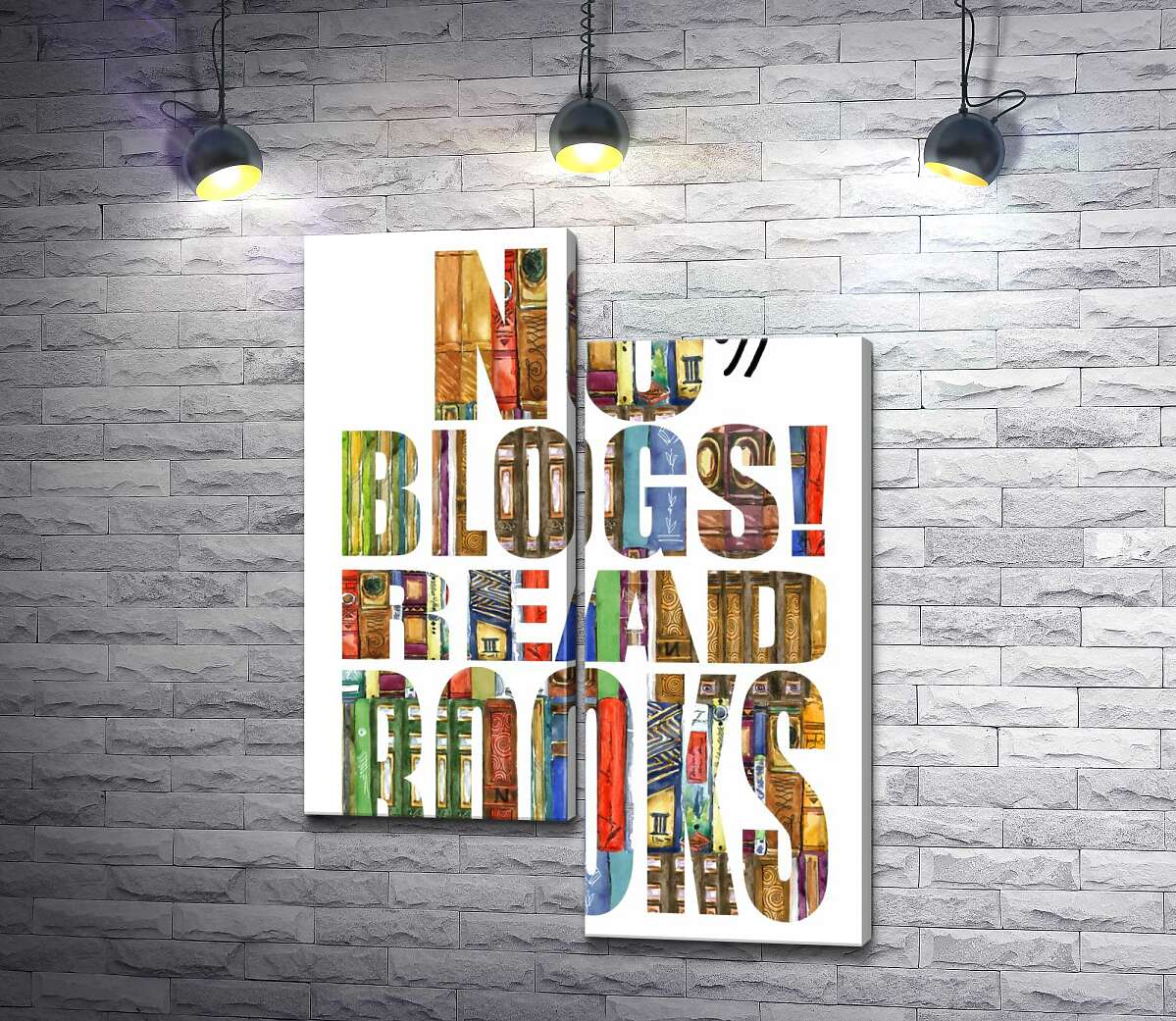 

Модульная картина ArtPoster Узор из книг на надписи "No blogs! Read books" 100x137 см Модуль №5