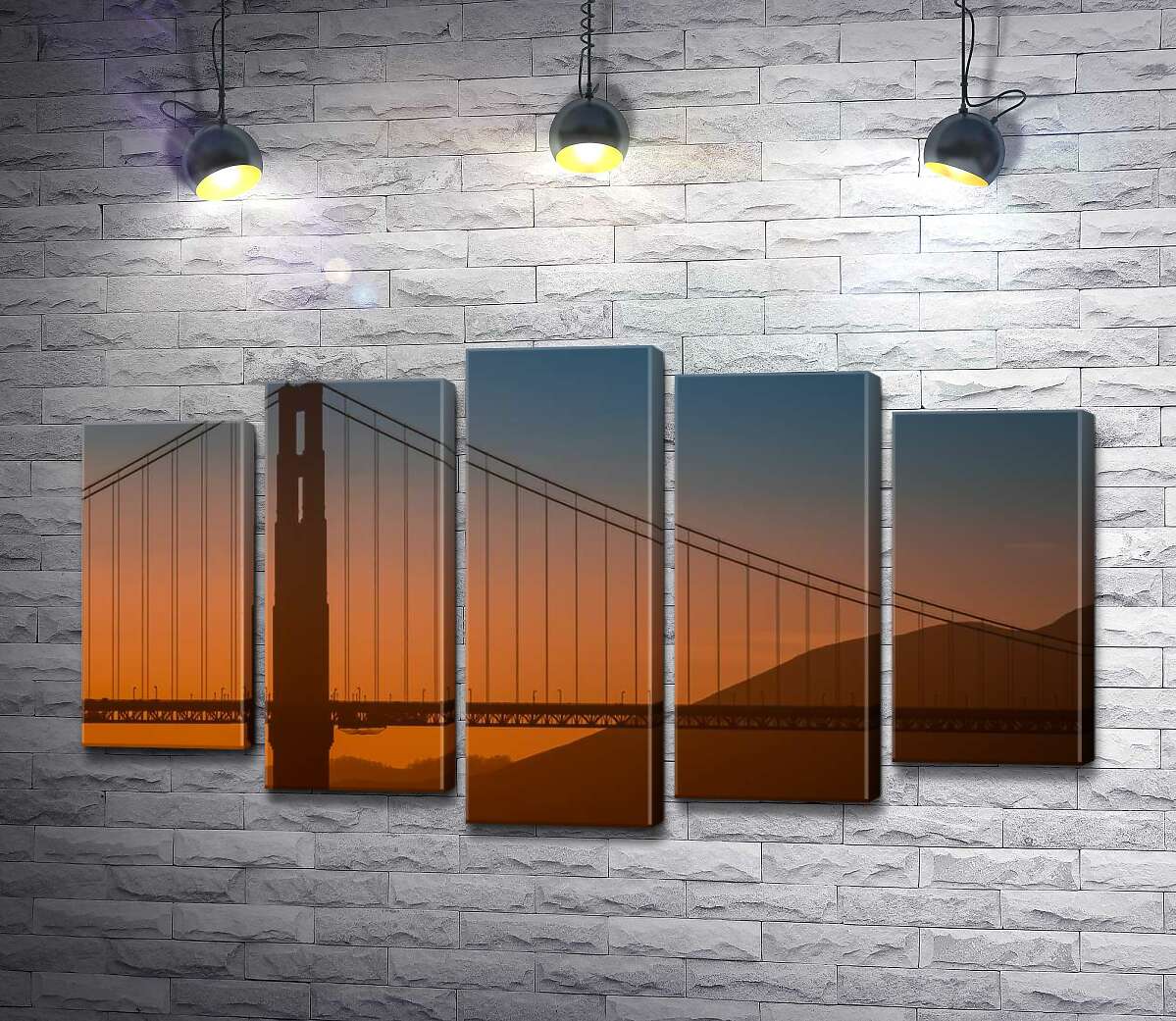 

Модульная картина ArtPoster Туманный вечер над мостом "Золотые ворота" (Golden Gate Bridge) 130x74 см Модуль №26