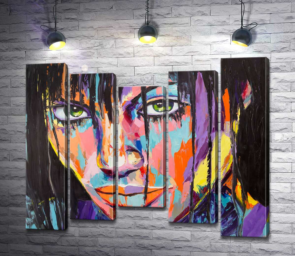 

Модульная картина ArtPoster Удивление девушки на портрете с элементами абстракции 130x110 см Модуль №28