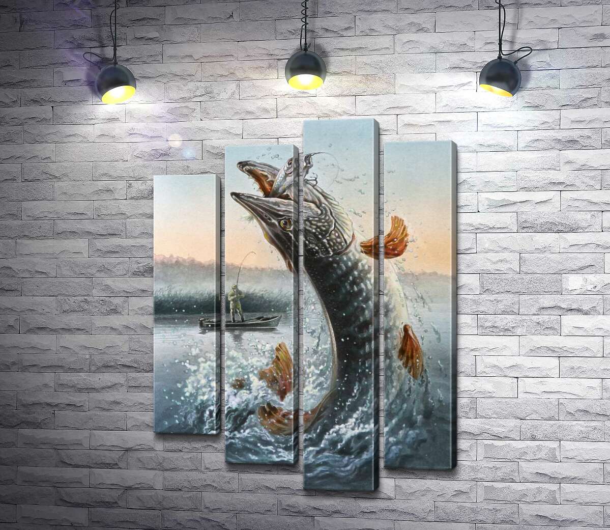 

Модульная картина ArtPoster Щука выпрыгнула из воды, ловя приманку 132x185 см Модуль №21
