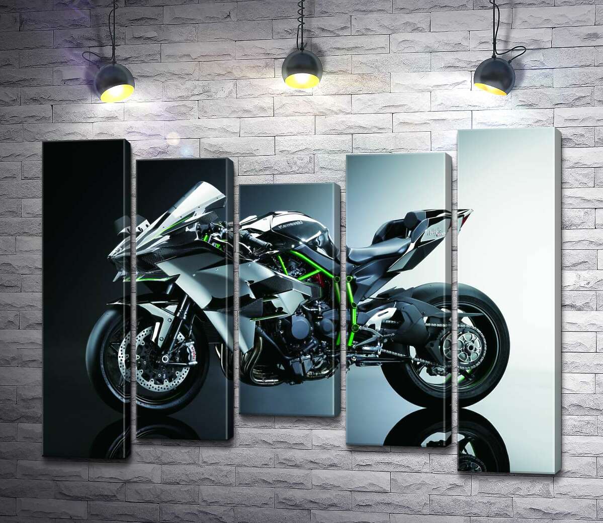 

Модульная картина ArtPoster Черный блеск мотоцикла Kawasaki Ninja 100x75 см Модуль №28