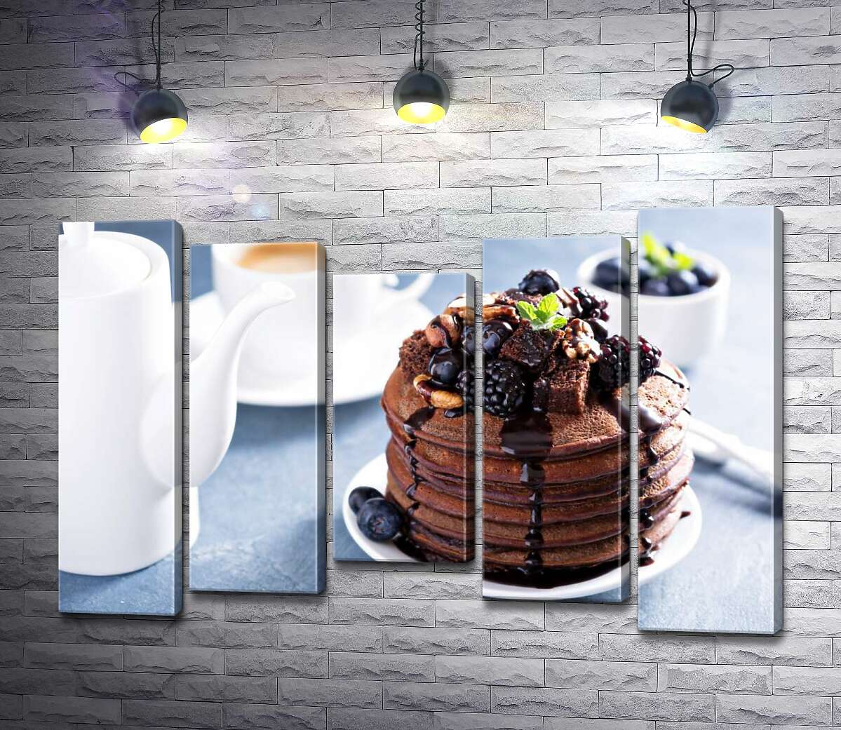 

Модульная картина ArtPoster Ягоды и шоколадные панкейки к чашке чая 130x88 см Модуль №28