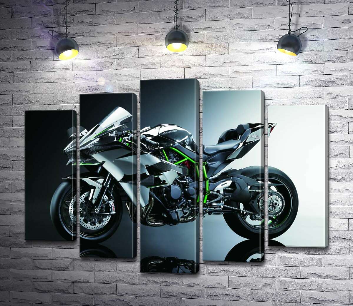 

Модульная картина ArtPoster Черный блеск мотоцикла Kawasaki Ninja 100x75 см Модуль №26
