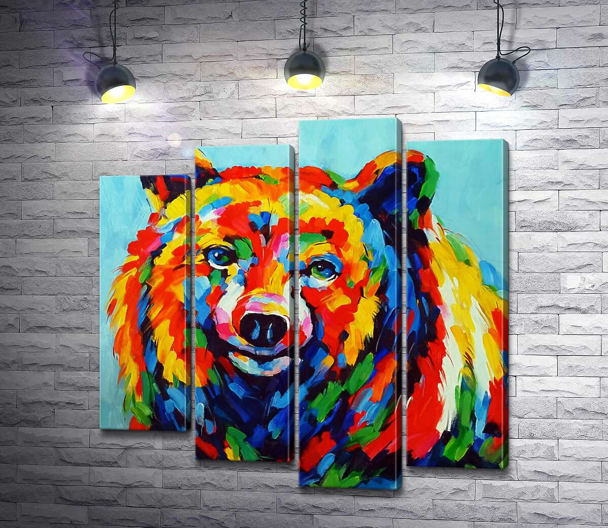 

Модульная картина ArtPoster Цветной медведь внимательно наблюдает 100x104 см Модуль №21