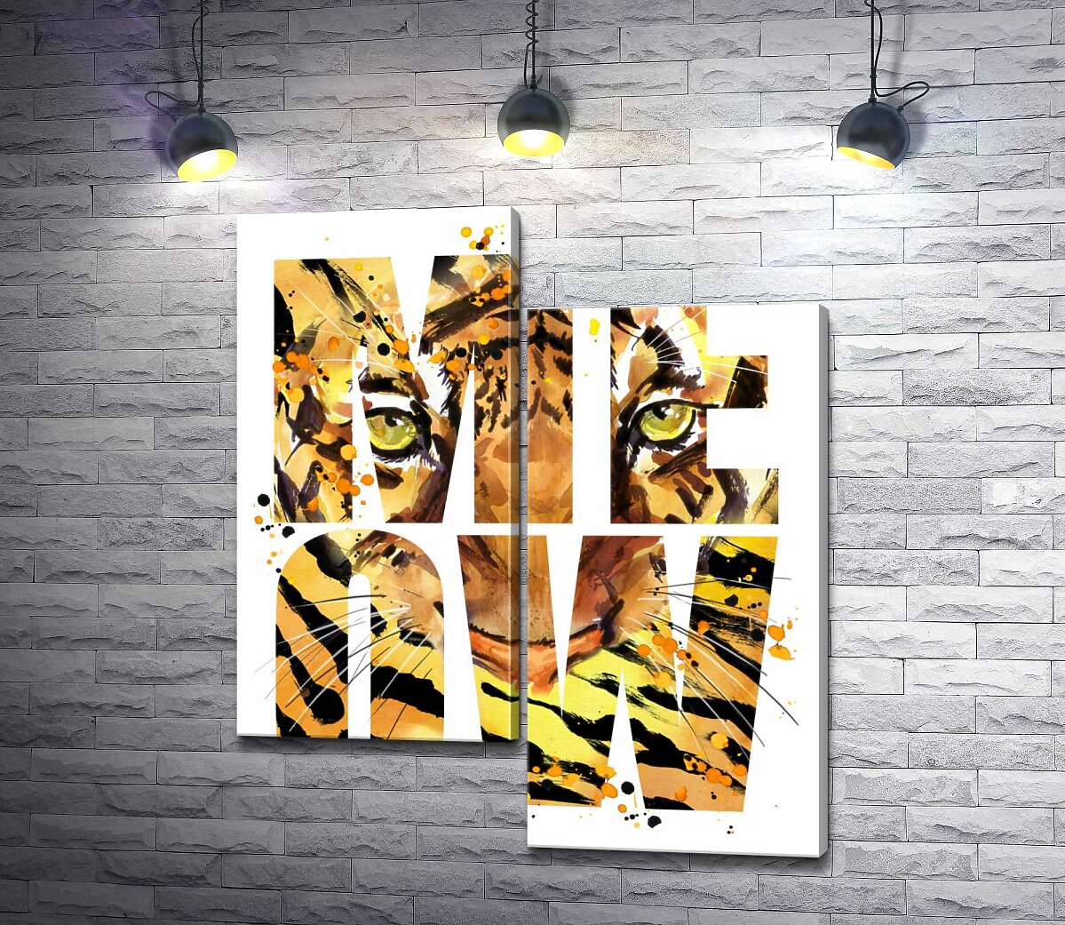 

Модульная картина ArtPoster Хищный взгляд тигра в буквах "meow" 50x60 см Модуль №5