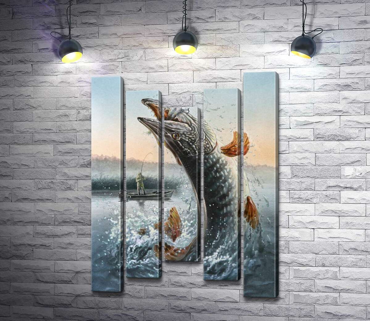 

Модульная картина ArtPoster Щука выпрыгнула из воды, ловя приманку 130x186 см Модуль №28