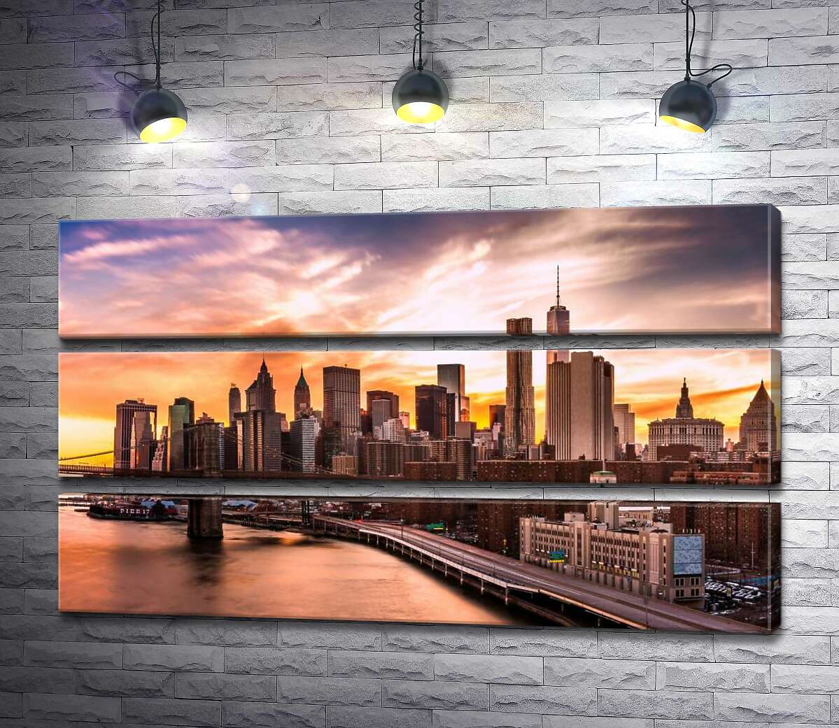 

Модульная картина ArtPoster Янтарный закат над Бруклином 107x60 см Модуль №13