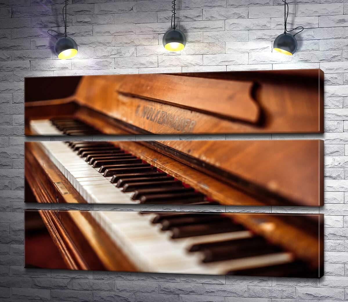 

Модульная картина ArtPoster Черно-белый узор клавиш старого фортепиано 90x60 см Модуль №13