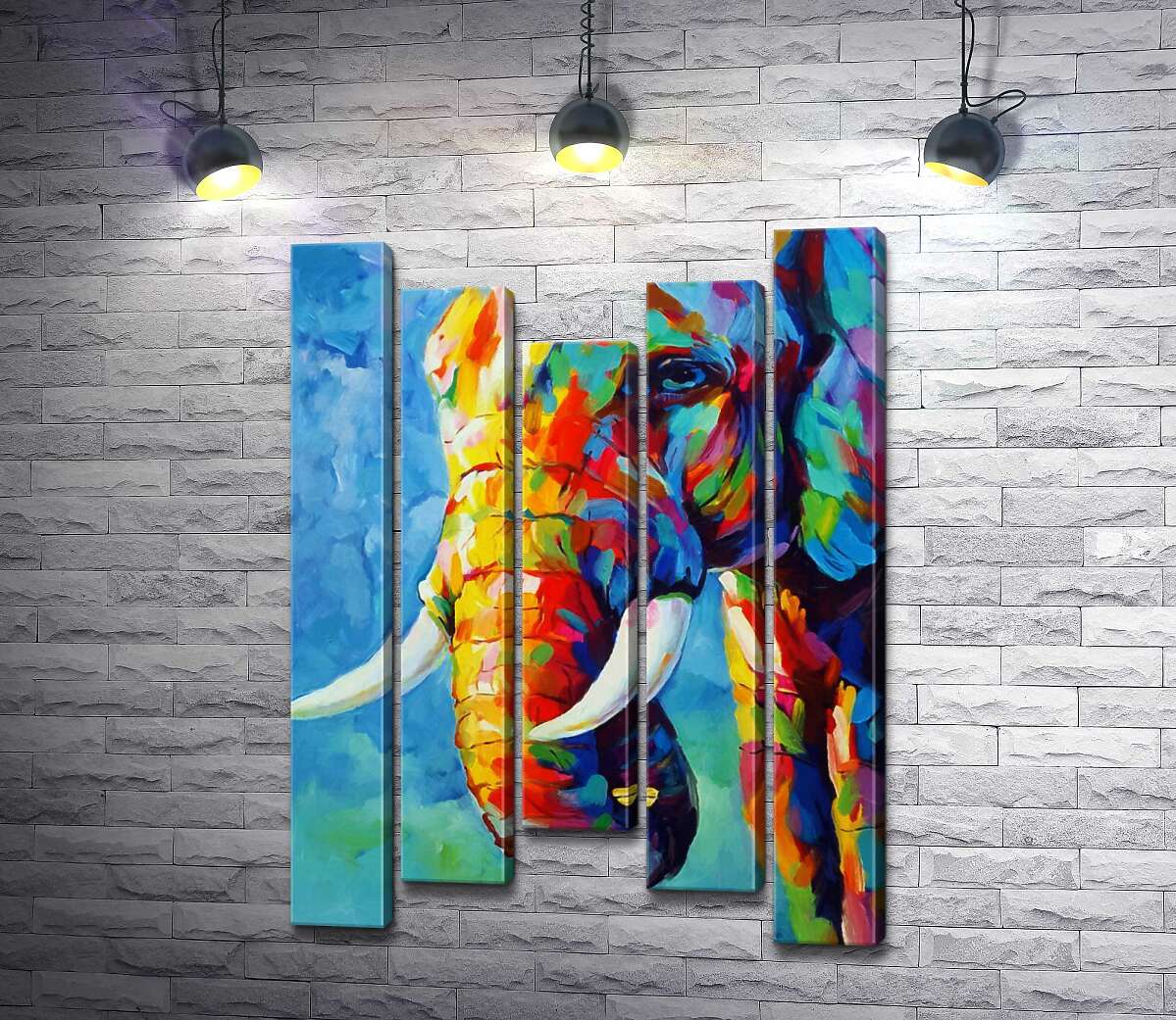 

Модульная картина ArtPoster Яркие краски в силуэте слона 100x144 см Модуль №28