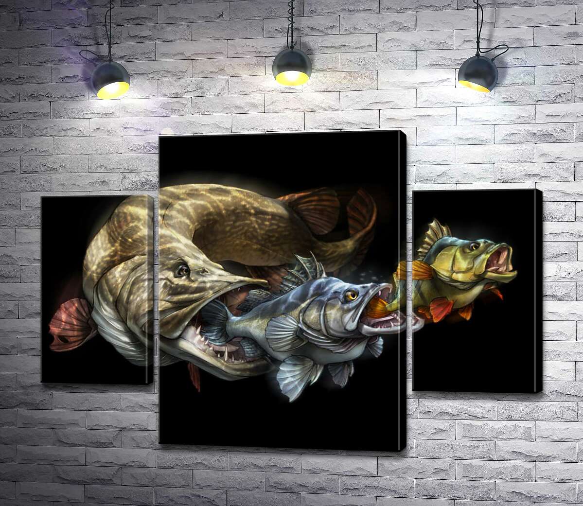 

Модульная картина ArtPoster Цепь питания рыб на постере к программе "Savage Gear Fish" 100x73 см Модуль №7