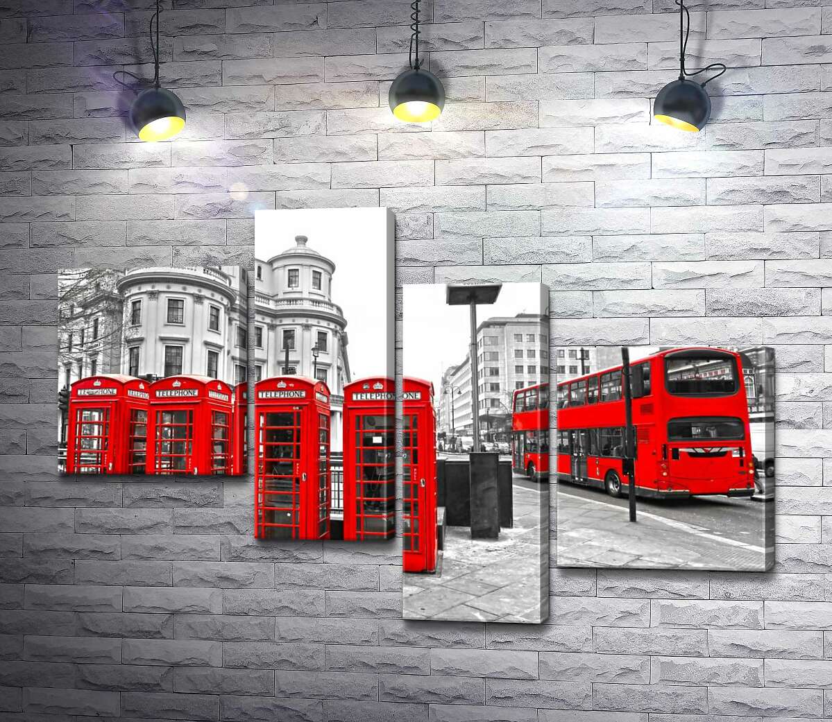 

Модульная картина ArtPoster Яркие символы Лондона: телефонная будка и автобус 100x69 см Модуль №20