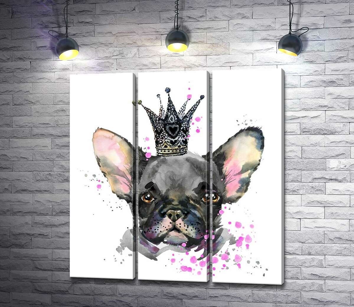 

Модульная картина ArtPoster Черный французский бульдог в ажурной короне 102x109 см Модуль №11