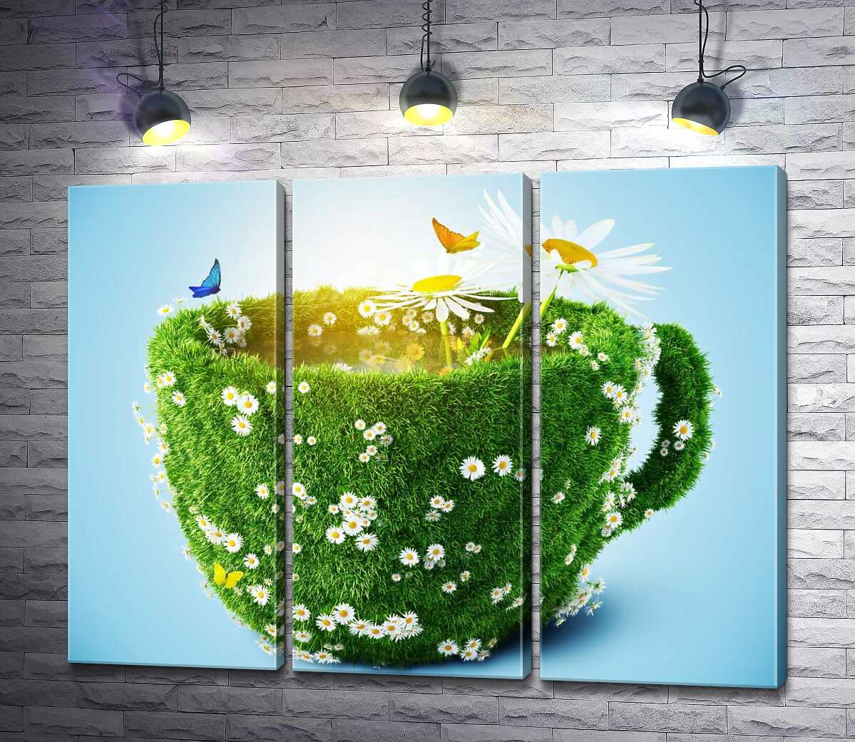 

Модульная картина ArtPoster Чашка из зелени травы и ромашек 60x47 см Модуль №11
