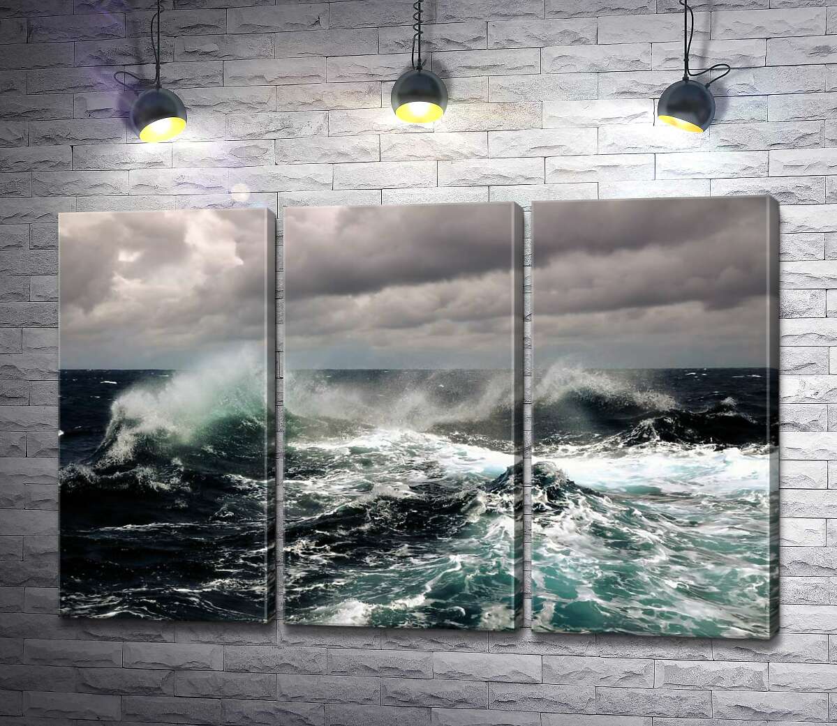 

Модульная картина ArtPoster Штормовые волны бушуют в темных водах океана 132x86 см Модуль №11