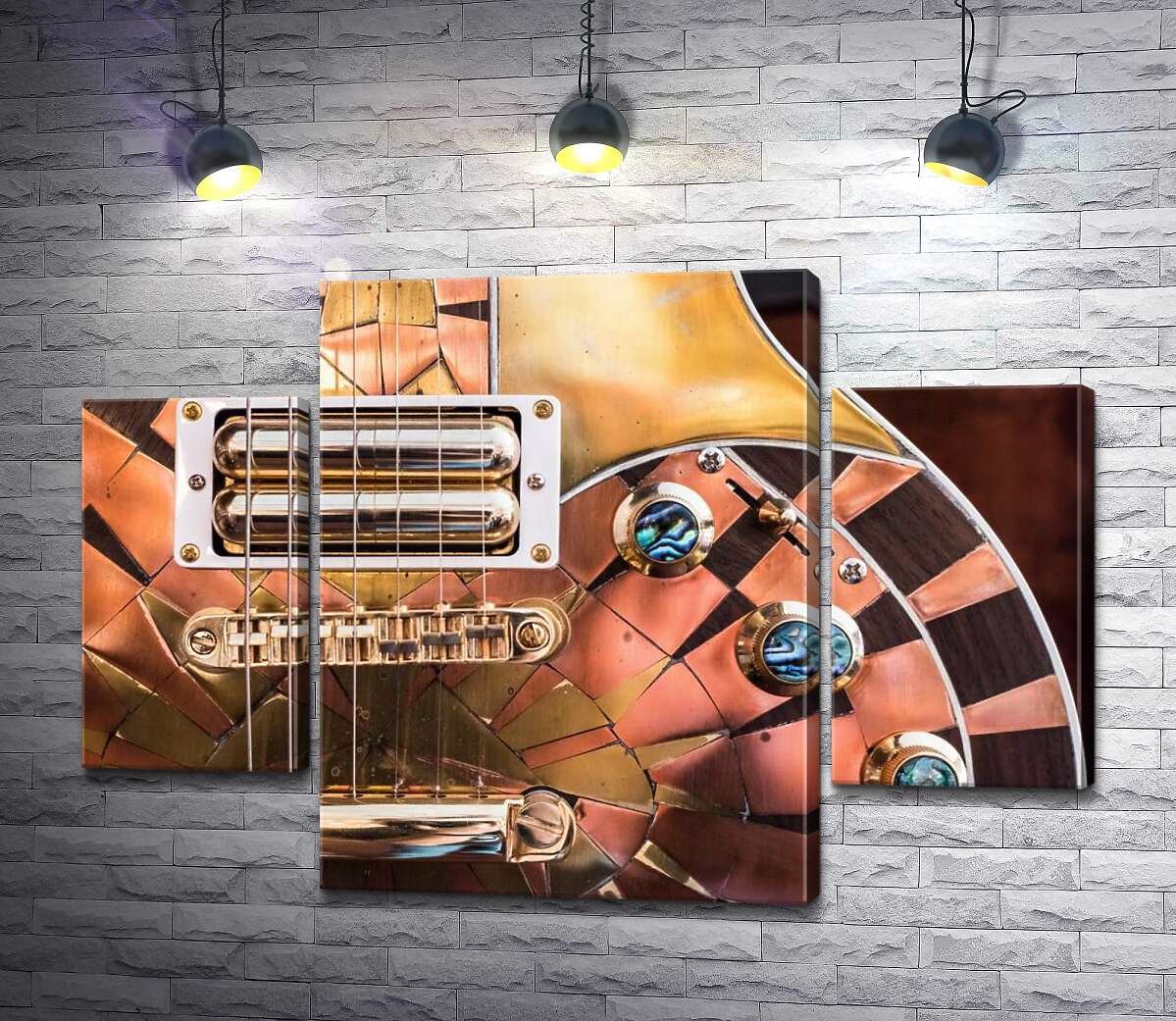 

Модульная картина ArtPoster Электрогитара, стилизованная металлом и камнями 100x70 см Модуль №7