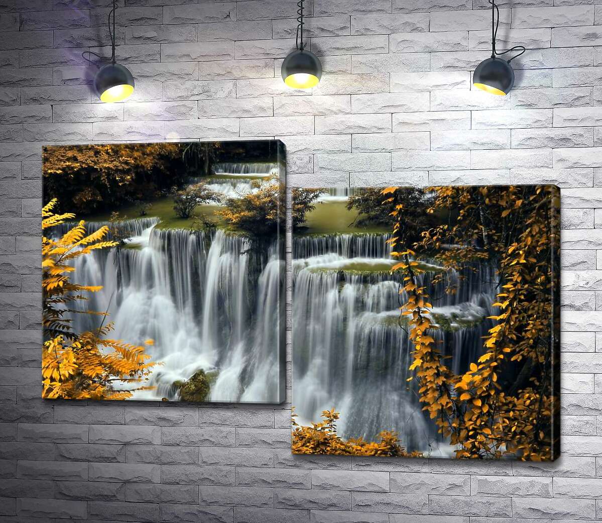 

Модульная картина ArtPoster Шумный водопад в обрамлении золота осеннего леса 100x68 см Модуль №5