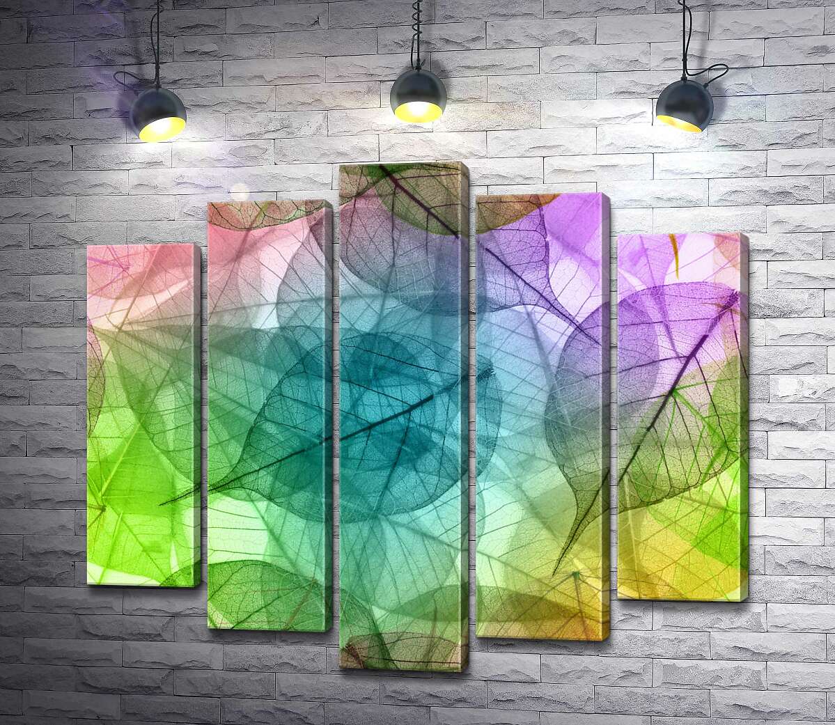 

Модульная картина ArtPoster Цветная витинанка из прозрачных листочков 130x119 см Модуль №26