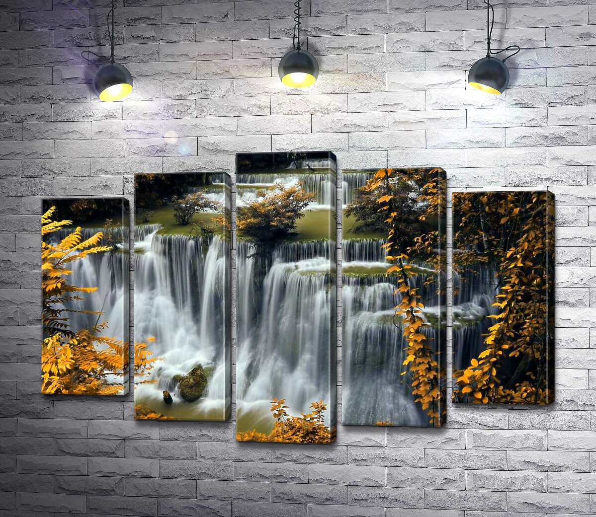 

Модульная картина ArtPoster Шумный водопад в обрамлении золота осеннего леса 130x88 см Модуль №26