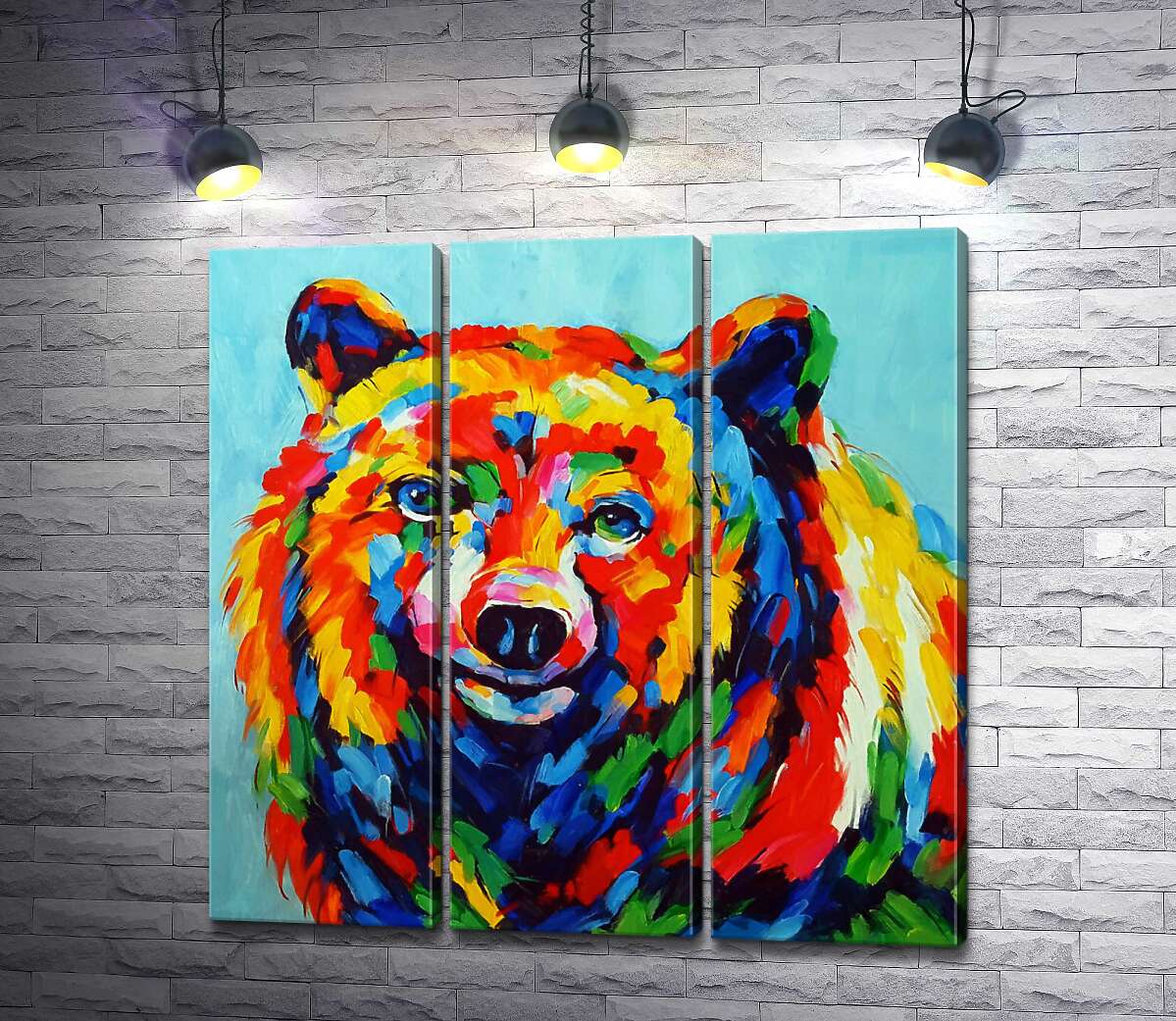 

Модульная картина ArtPoster Цветной медведь внимательно наблюдает 102x102 см Модуль №11