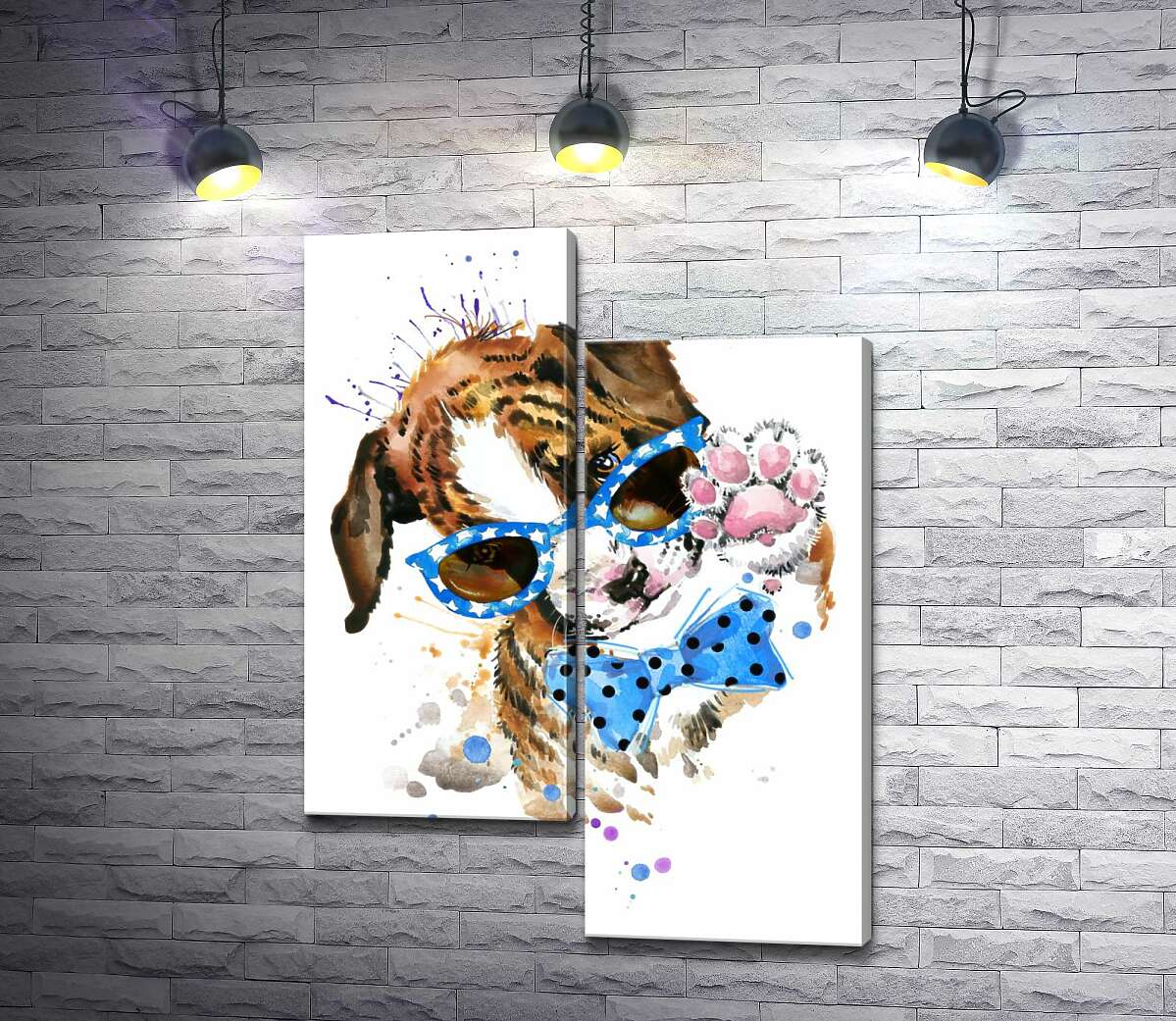 

Модульная картина ArtPoster Щенок в голубых очках и с бабочкой на шее 50x69 см Модуль №5