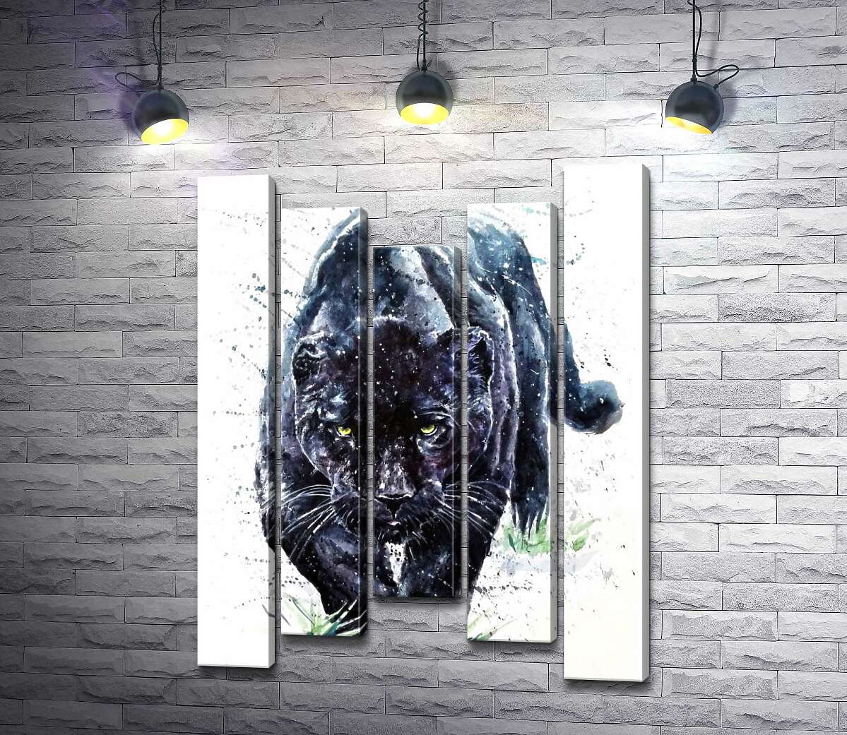 

Модульная картина ArtPoster Черная пантера не спеша крадется по ковру травы 130x174 см Модуль №28