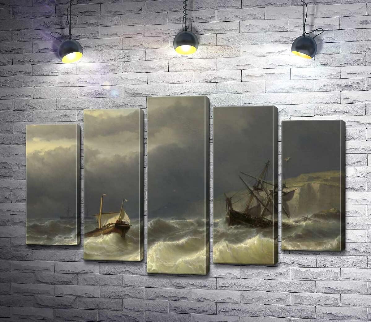 

Модульная картина ArtPoster Шторм в Дуврском проливе (Storm in the Strait of Dover) – Луи Мейер (Louis Meijer) 130x87 см Модуль №26