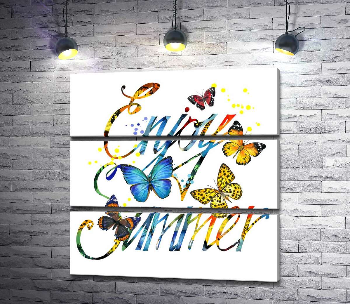 

Модульная картина ArtPoster Яркие бабочки летают среди надписи "enjoy summer" 100x102 см Модуль №13