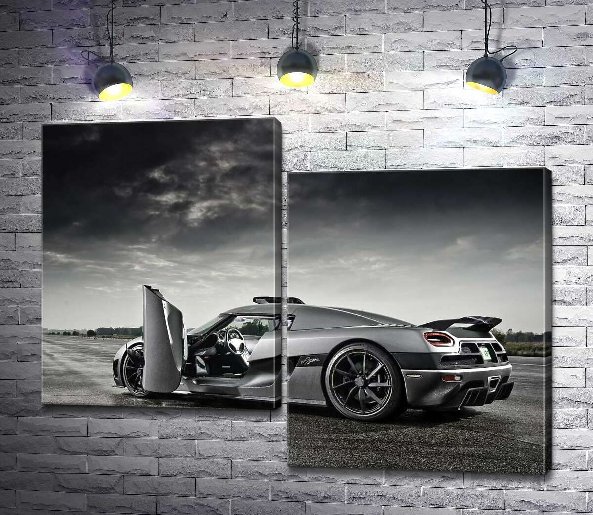 

Модульная картина ArtPoster Шведский гиперкар Koenigsegg Agera под переливами грозовых облаков 100x76 см Модуль №5