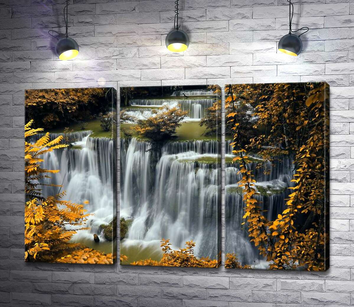 

Модульная картина ArtPoster Шумный водопад в обрамлении золота осеннего леса 60x40 см Модуль №11
