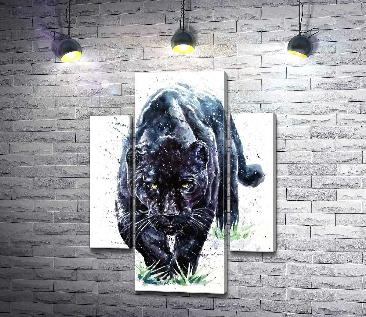 

Модульная картина ArtPoster Черная пантера не спеша крадется по ковру травы 100x134 см Модуль №7