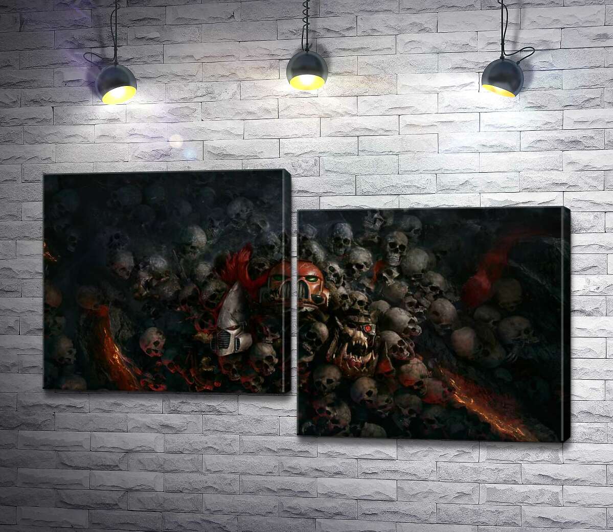 

Модульная картина ArtPoster Черепа проигравших роботов и людей на постере к видеоигре "Warhammer 40,000: Рассвет Войны" (Warhammer 40,000: Dawn of War) 130x74 см Модуль №5