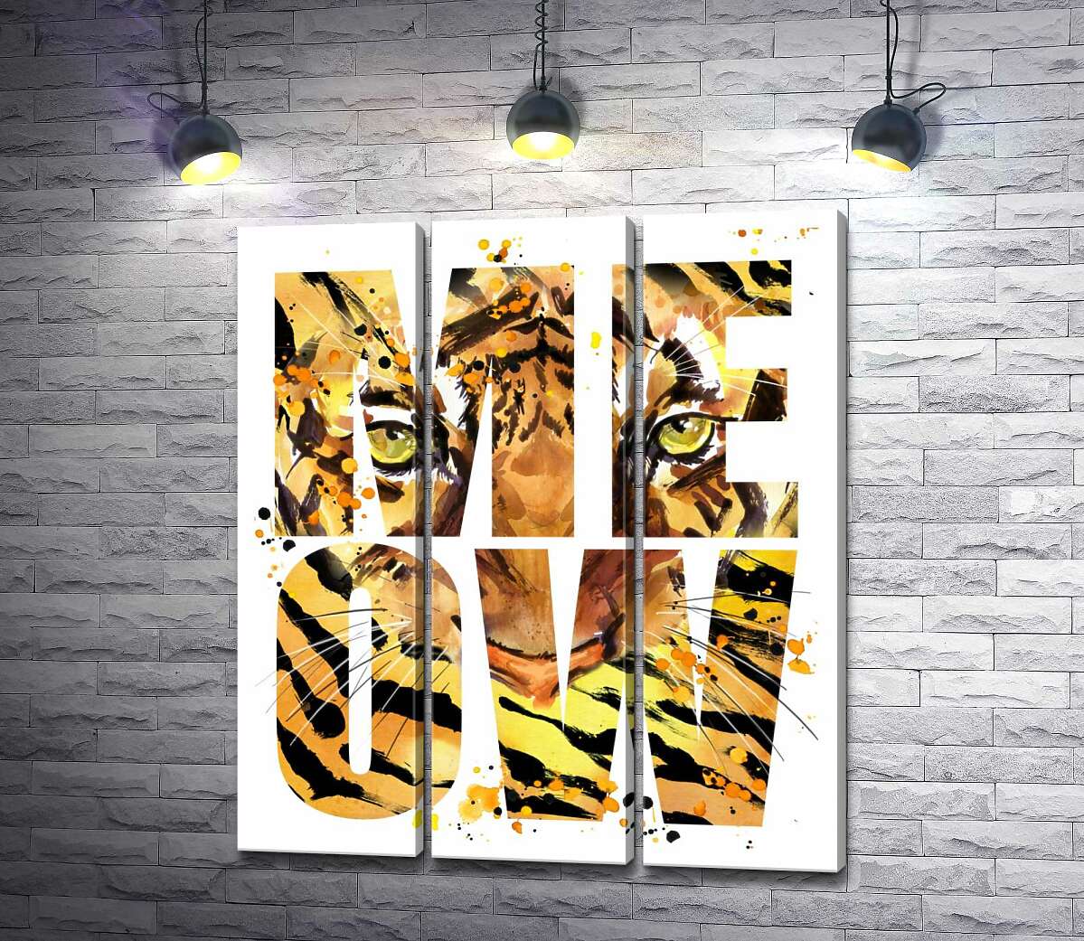 

Модульная картина ArtPoster Хищный взгляд тигра в буквах "meow" 102x118 см Модуль №11