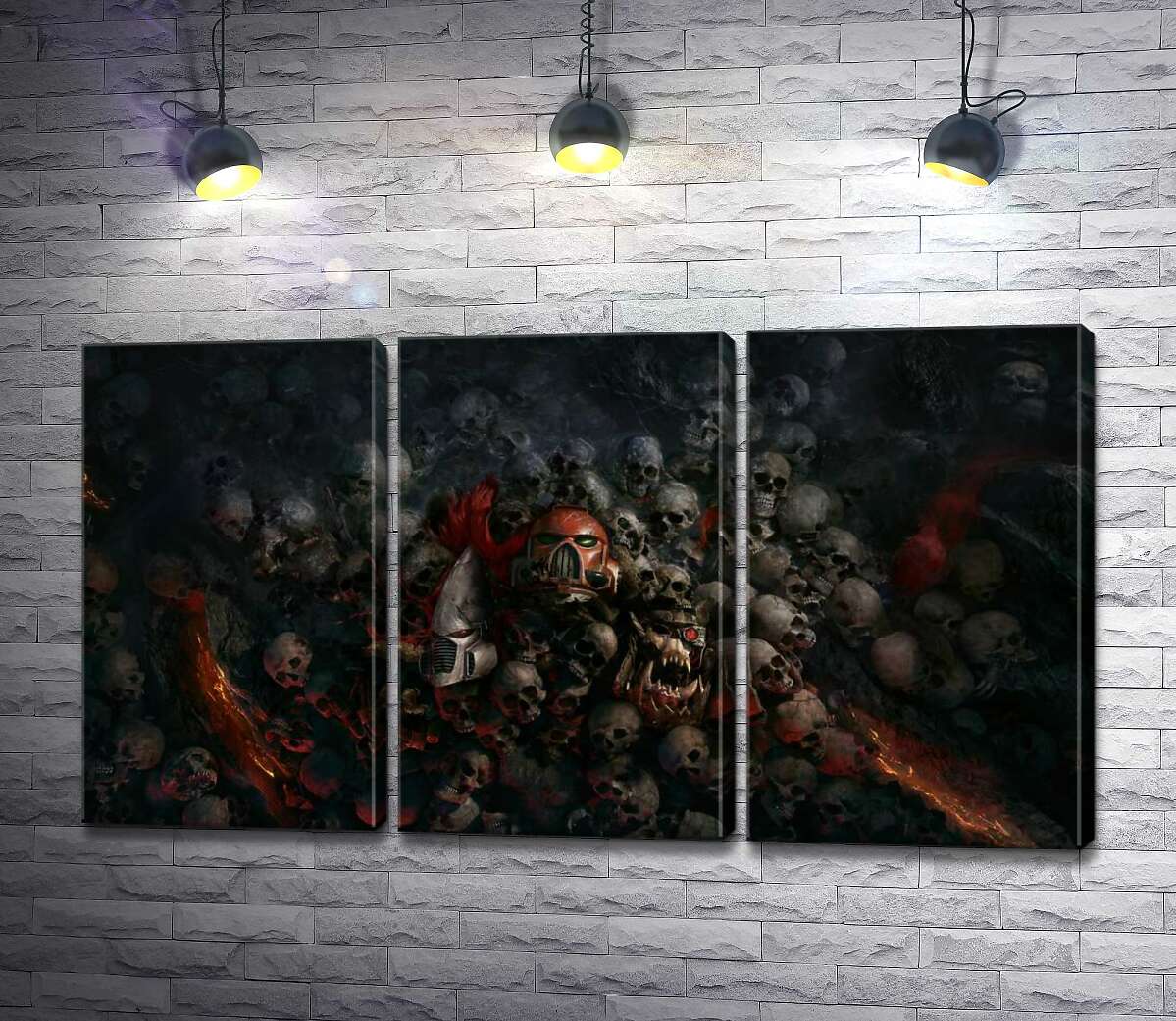 

Модульная картина ArtPoster Черепа проигравших роботов и людей на постере к видеоигре "Warhammer 40,000: Рассвет Войны" (Warhammer 40,000: Dawn of War) 60x34 см Модуль №11