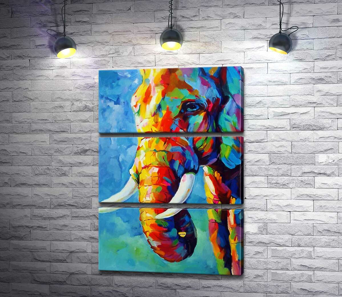 

Модульная картина ArtPoster Яркие краски в силуэте слона 50x72 см Модуль №13