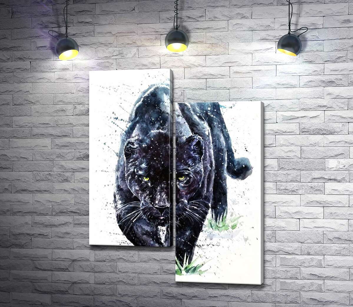 

Модульная картина ArtPoster Черная пантера не спеша крадется по ковру травы 130x174 см Модуль №5