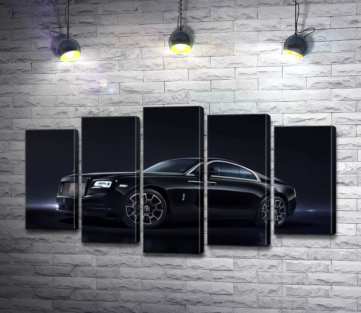 

Модульная картина ArtPoster Черный автомобиль класса люкс Роллс-Ройс (Rolls-Royce Wraith Black Badge) 130x74 см Модуль №26