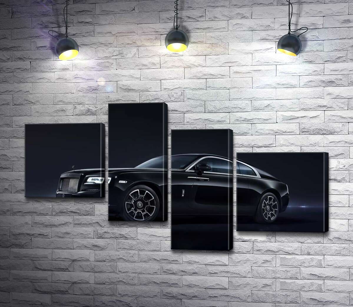 

Модульная картина ArtPoster Черный автомобиль класса люкс Роллс-Ройс (Rolls-Royce Wraith Black Badge) 100x57 см Модуль №20