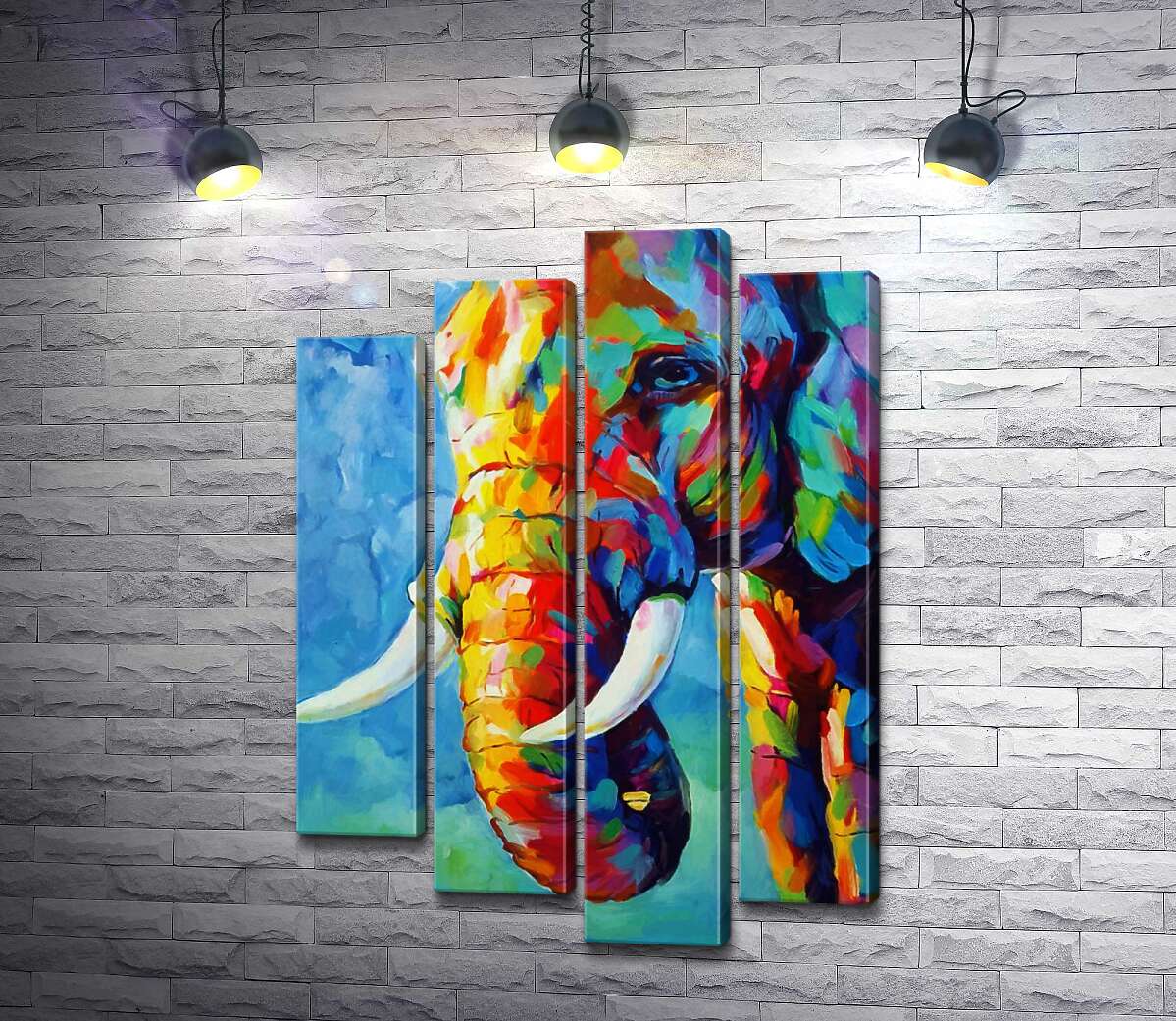 

Модульная картина ArtPoster Яркие краски в силуэте слона 132x185 см Модуль №21