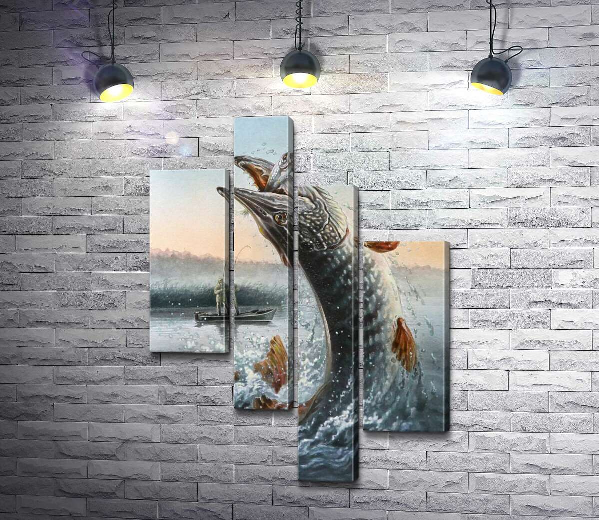

Модульная картина ArtPoster Щука выпрыгнула из воды, ловя приманку 100x143 см Модуль №20