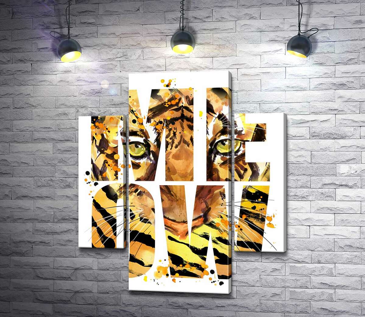 

Модульная картина ArtPoster Хищный взгляд тигра в буквах "meow" 80x95 см Модуль №7