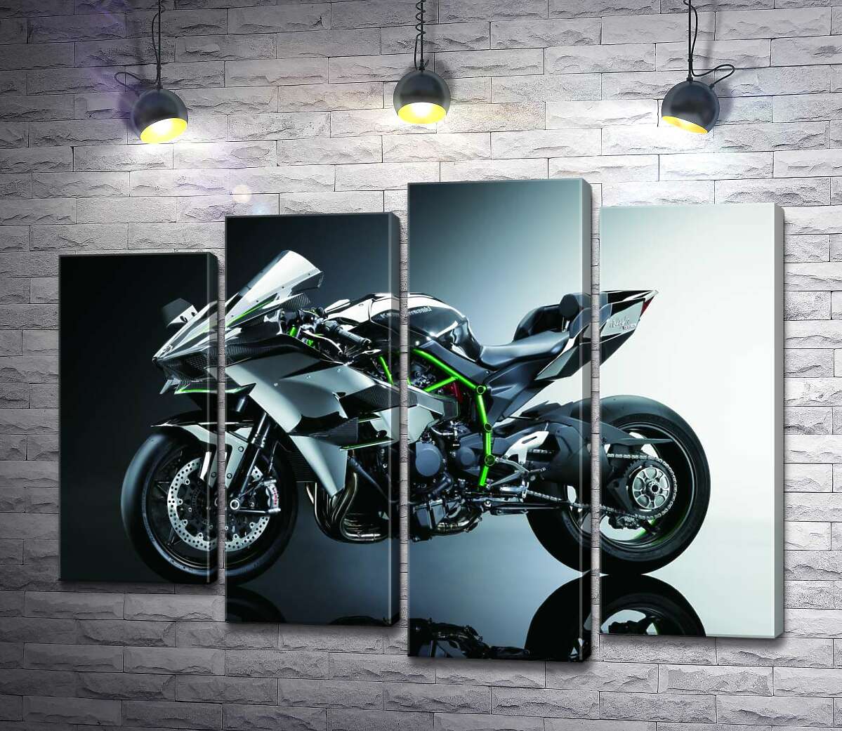 

Модульная картина ArtPoster Черный блеск мотоцикла Kawasaki Ninja 100x77 см Модуль №21