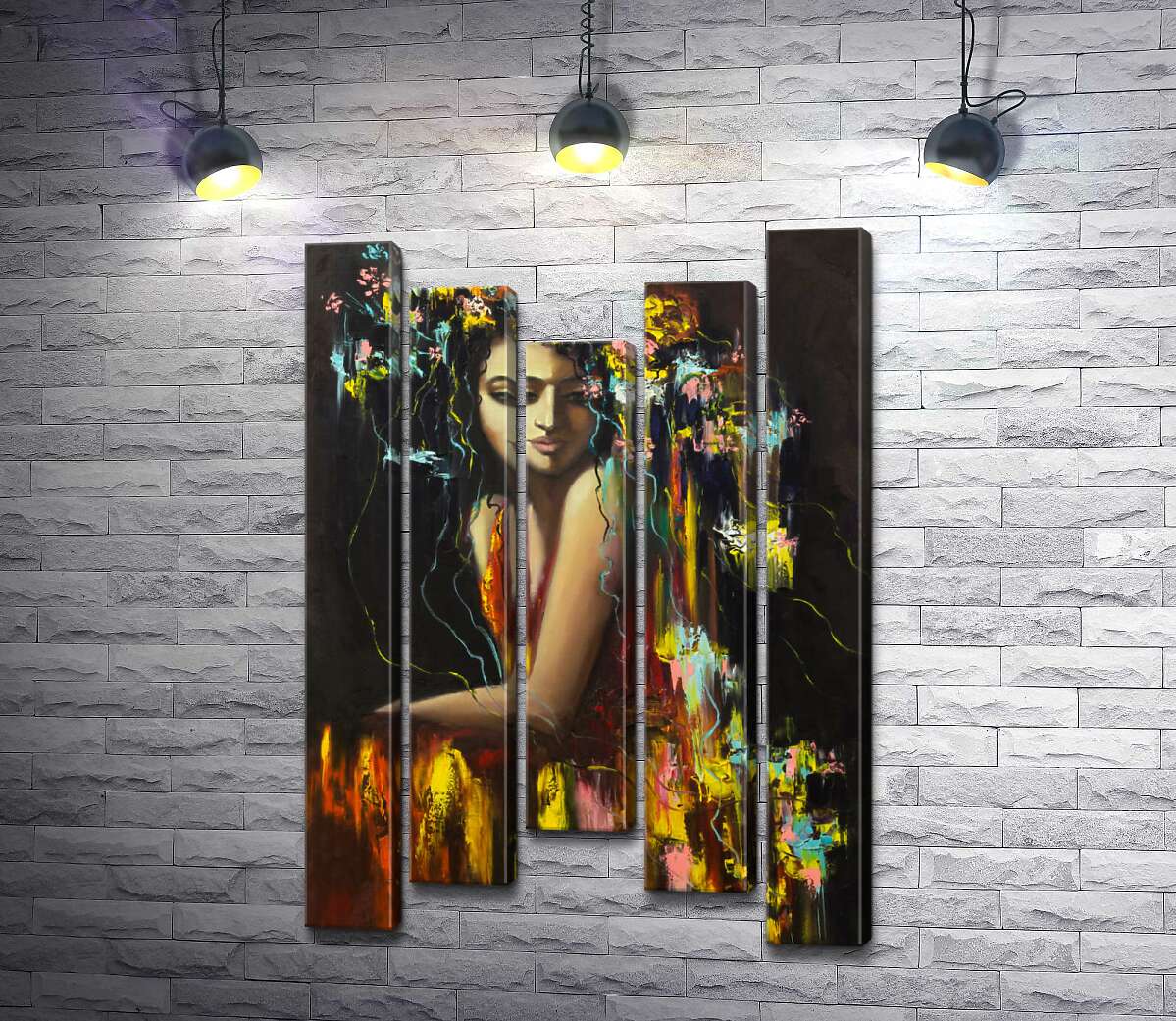 

Модульная картина ArtPoster Черные волосы девушки в ярком платье украшает венок 130x196 см Модуль №28
