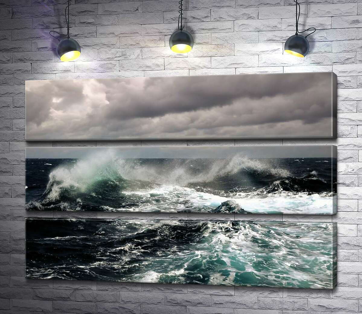 

Модульная картина ArtPoster Штормовые волны бушуют в темных водах океана 130x87 см Модуль №13