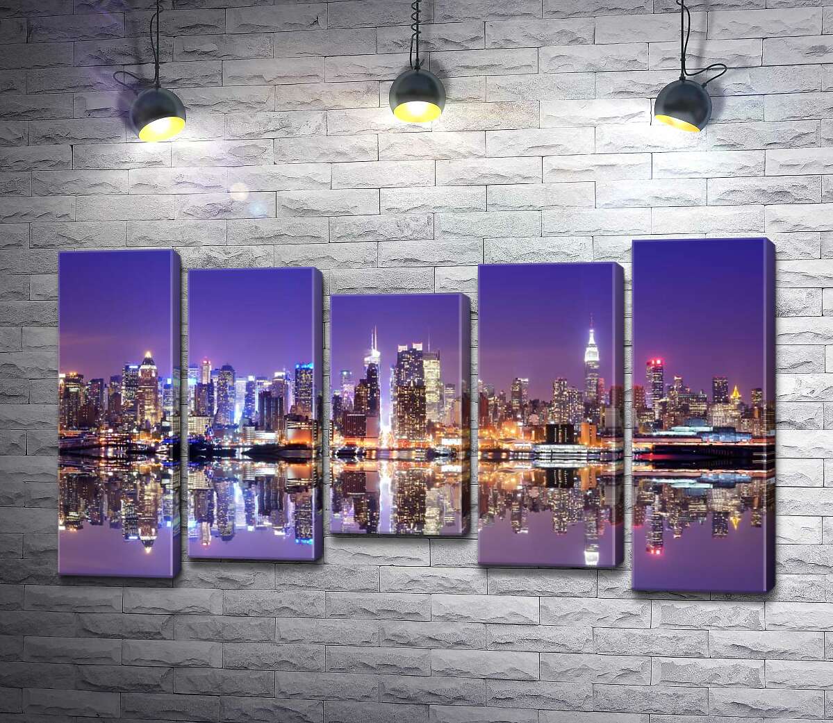 

Модульная картина ArtPoster Цветные огни ночного Нью-Йорка отражаются в воде 100x58 см Модуль №28