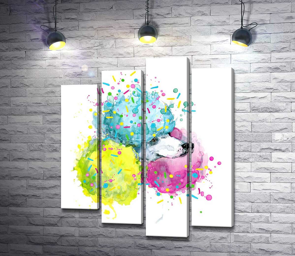 

Модульная картина ArtPoster Цветная шерсть пушистого пуделя 132x156 см Модуль №21