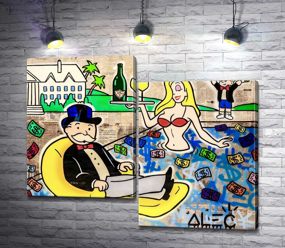 

Модульная картина ArtPoster Цветной денежный бассейн (Colorful Money Pool) – Алек Монополи (Alec Monopoly) 130x106 см Модуль №5
