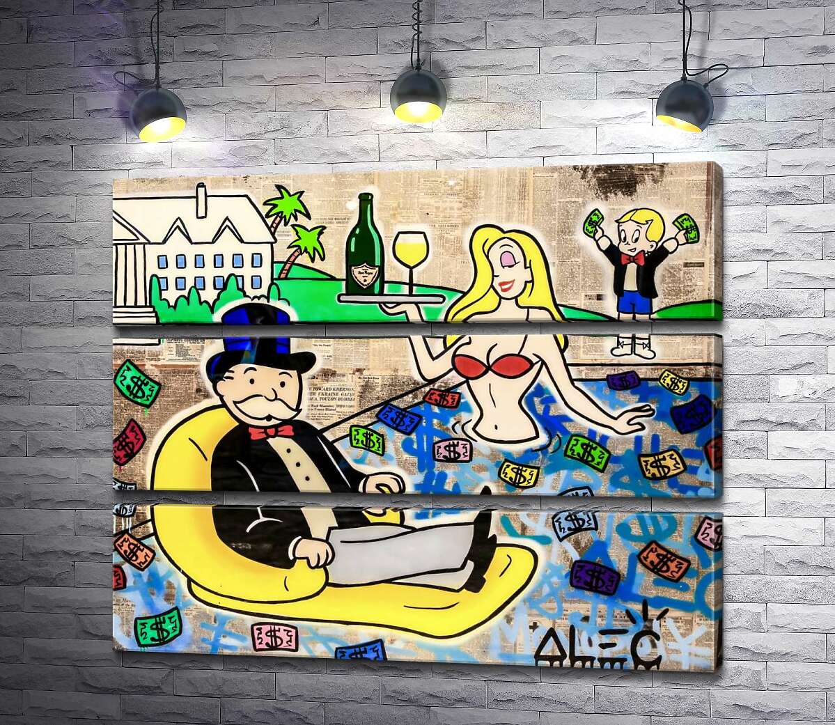 

Модульная картина ArtPoster Цветной денежный бассейн (Colorful Money Pool) – Алек Монополи (Alec Monopoly) 74x60 см Модуль №13