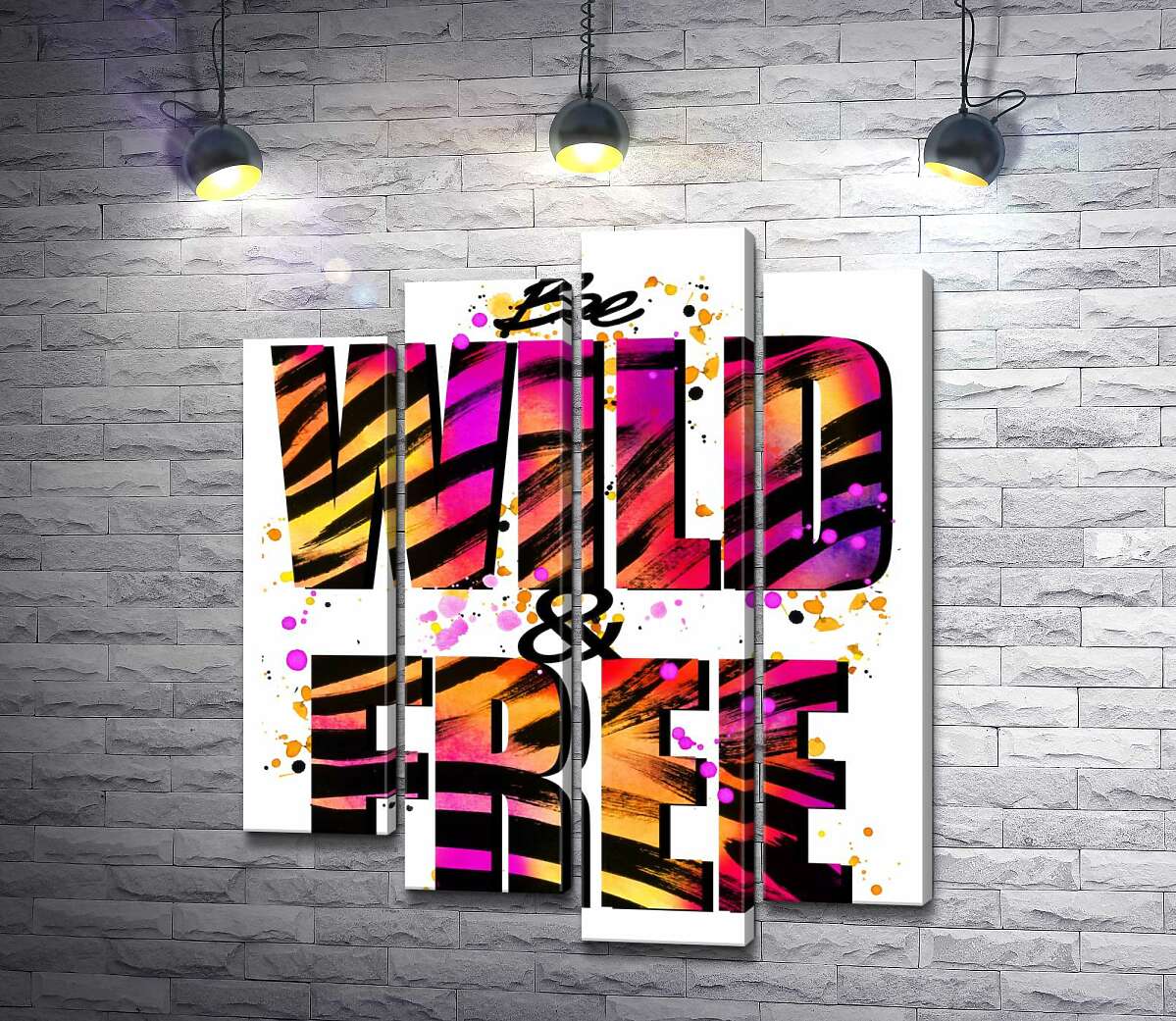 

Модульная картина ArtPoster Фиолетово-желтая яркость букв "be wild and free" 100x119 см Модуль №21