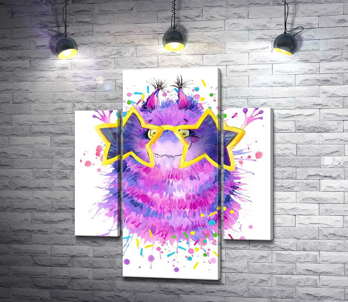 

Модульная картина ArtPoster Фиолетовый пушистый монстр в звездных очках 100x119 см Модуль №7