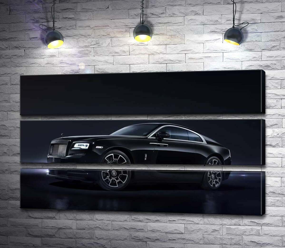 

Модульная картина ArtPoster Черный автомобиль класса люкс Роллс-Ройс (Rolls-Royce Wraith Black Badge) 130x75 см Модуль №13